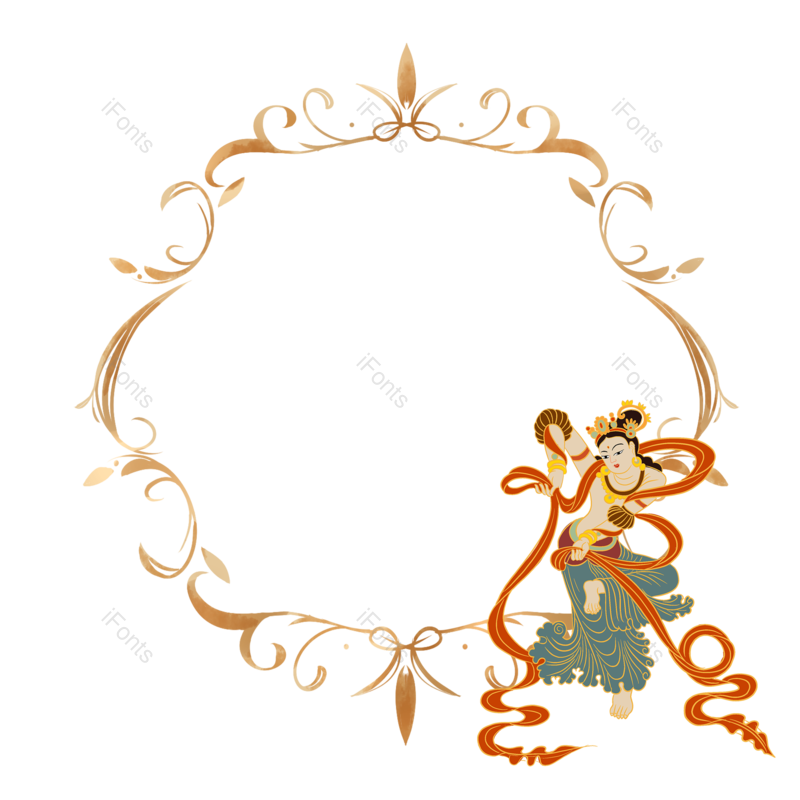 边框图片,中国风元素,乐器PNG,手绘人物免抠素材